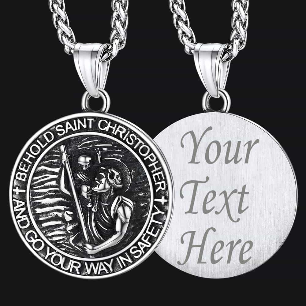 FaithHeart Saint Christopher Medal Pendant Necklace Catholic Amulet Jewelry FaithHeart