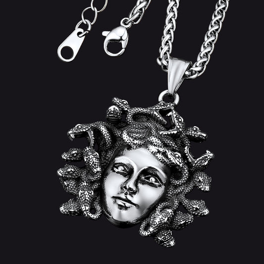 FaithHeart Medusa Necklace Stainless Steel Vintage Gothic Necklace Medusa Athena Jewelry FaithHeartimg