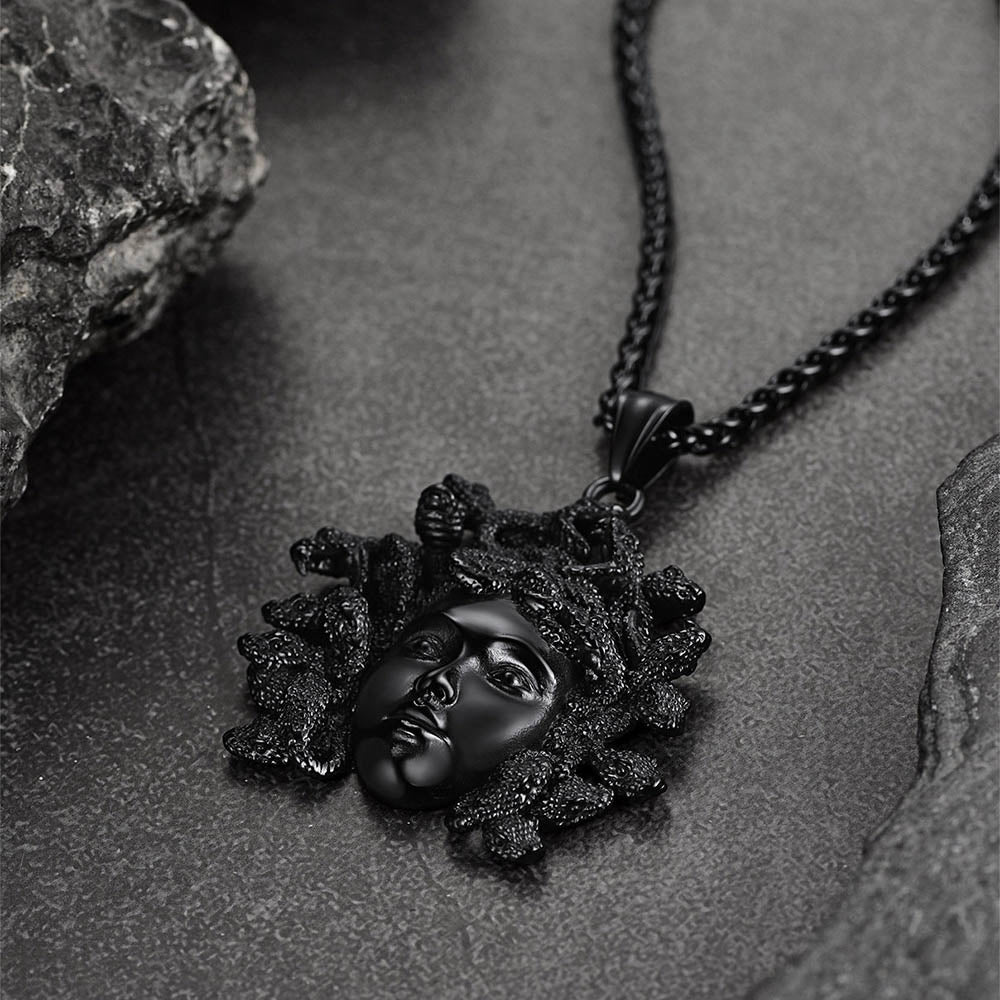 FaithHeart Medusa Necklace Stainless Steel Vintage Gothic Necklace Medusa Athena Jewelry FaithHeart