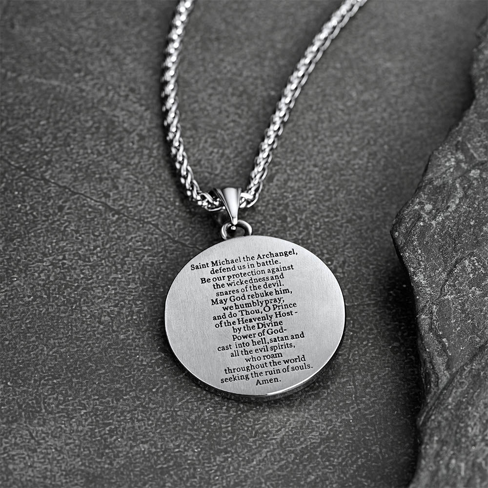 FaithHeart Saint Michael Wings Necklace Stainless Steel Religious Protector Archangel Jewelry FaithHeart