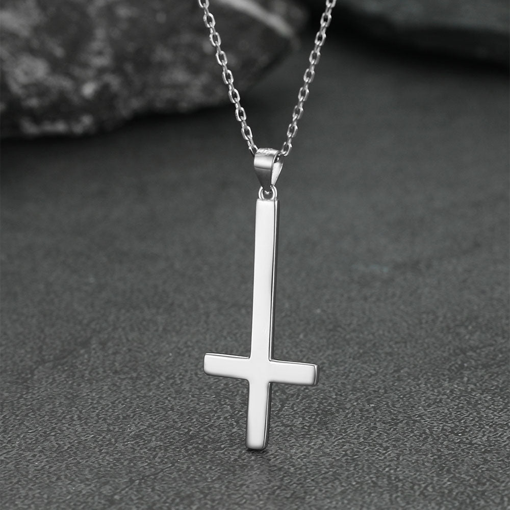 FaithHeart Sterling Silver Inverted Cross Necklace for Men FaithHeart
