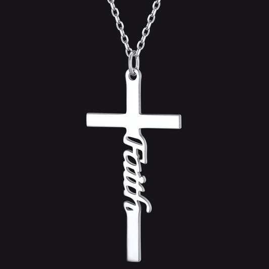 FaithHeart Christian Faith Cross Necklace Pendant for Men FaithHeartimg