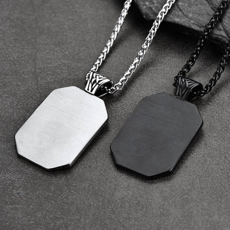 FaithHeart Freemason Symbol Masonic Dog Tag Pendant Necklace Stainless Steel Chain FaithHeart