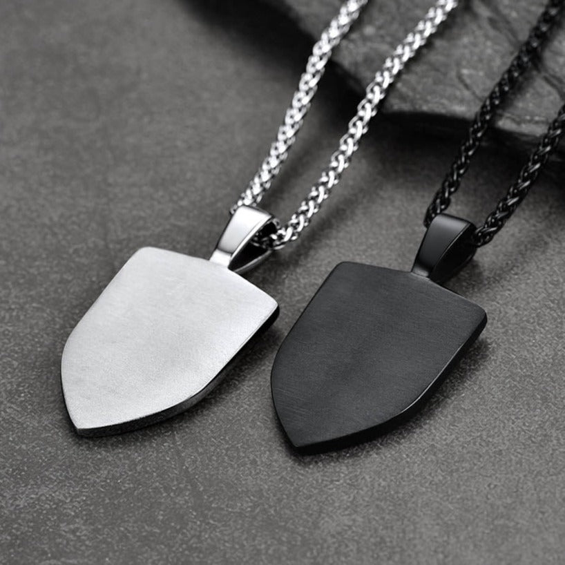 FaithHeart Freemason Symbol Masonic Shield Pendant Necklace Stainless Steel Chain FaithHeart