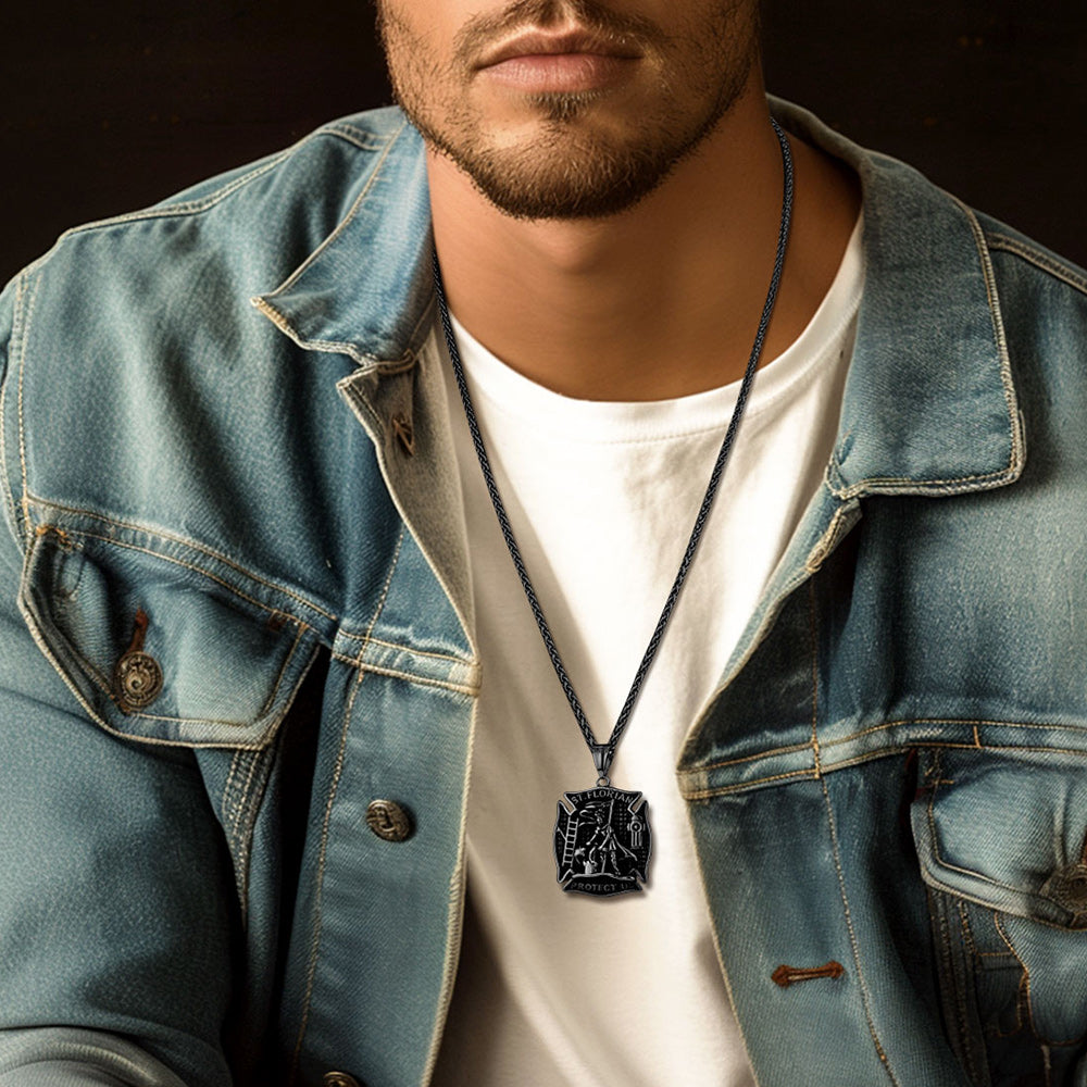 Firefighter Saint Florian Medallion Necklace