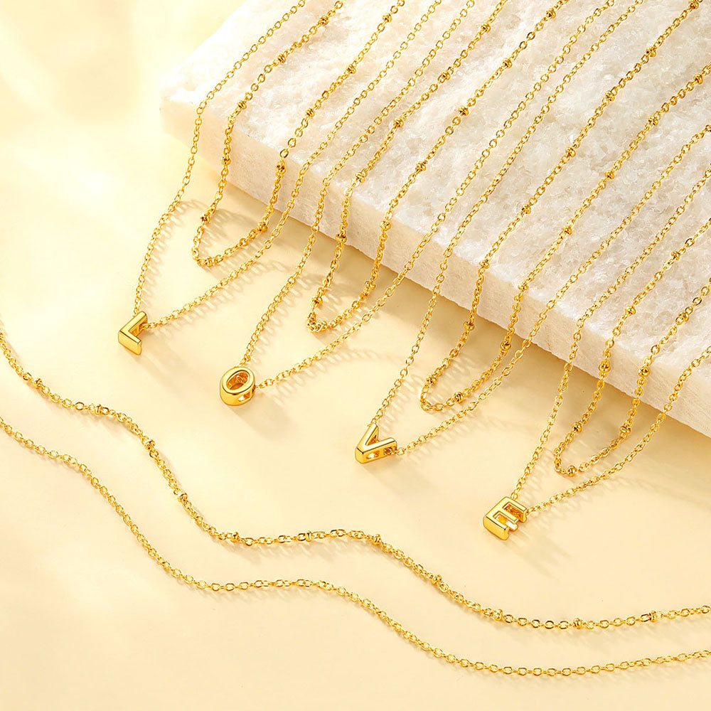 Initial Letter A¨CZ Layered Initial Necklaces for Women in Gold/Silver