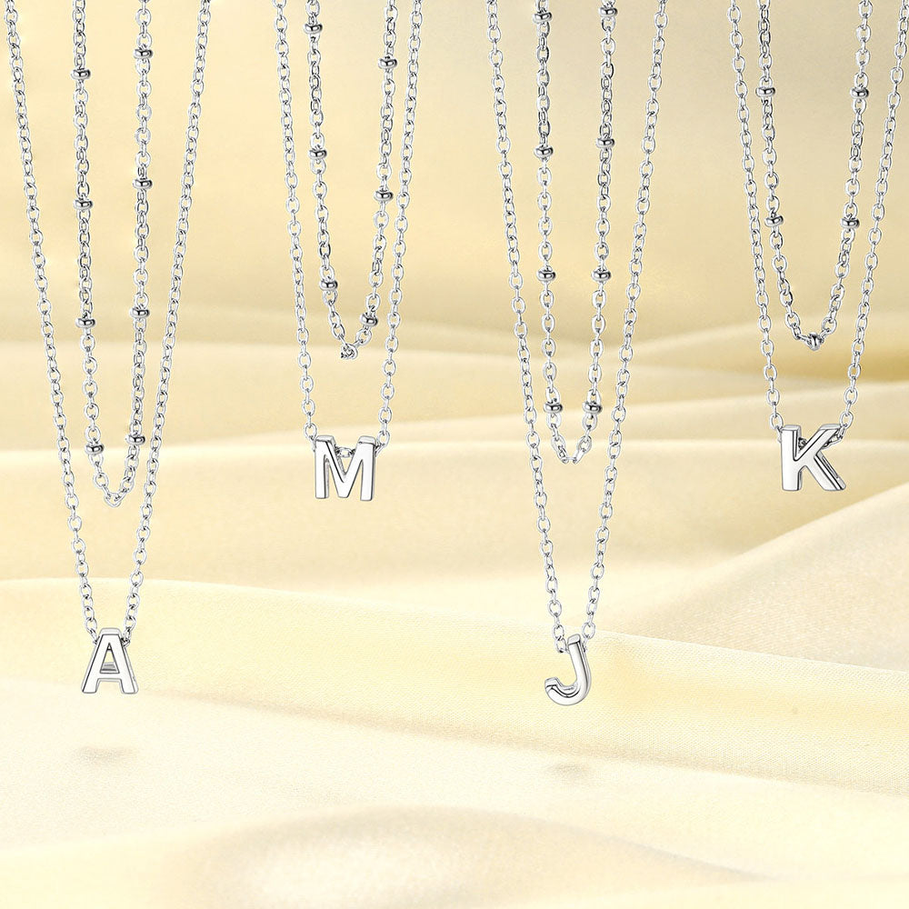 Initial Letter A¨CZ Layered Initial Necklaces for Women in Gold/Silver