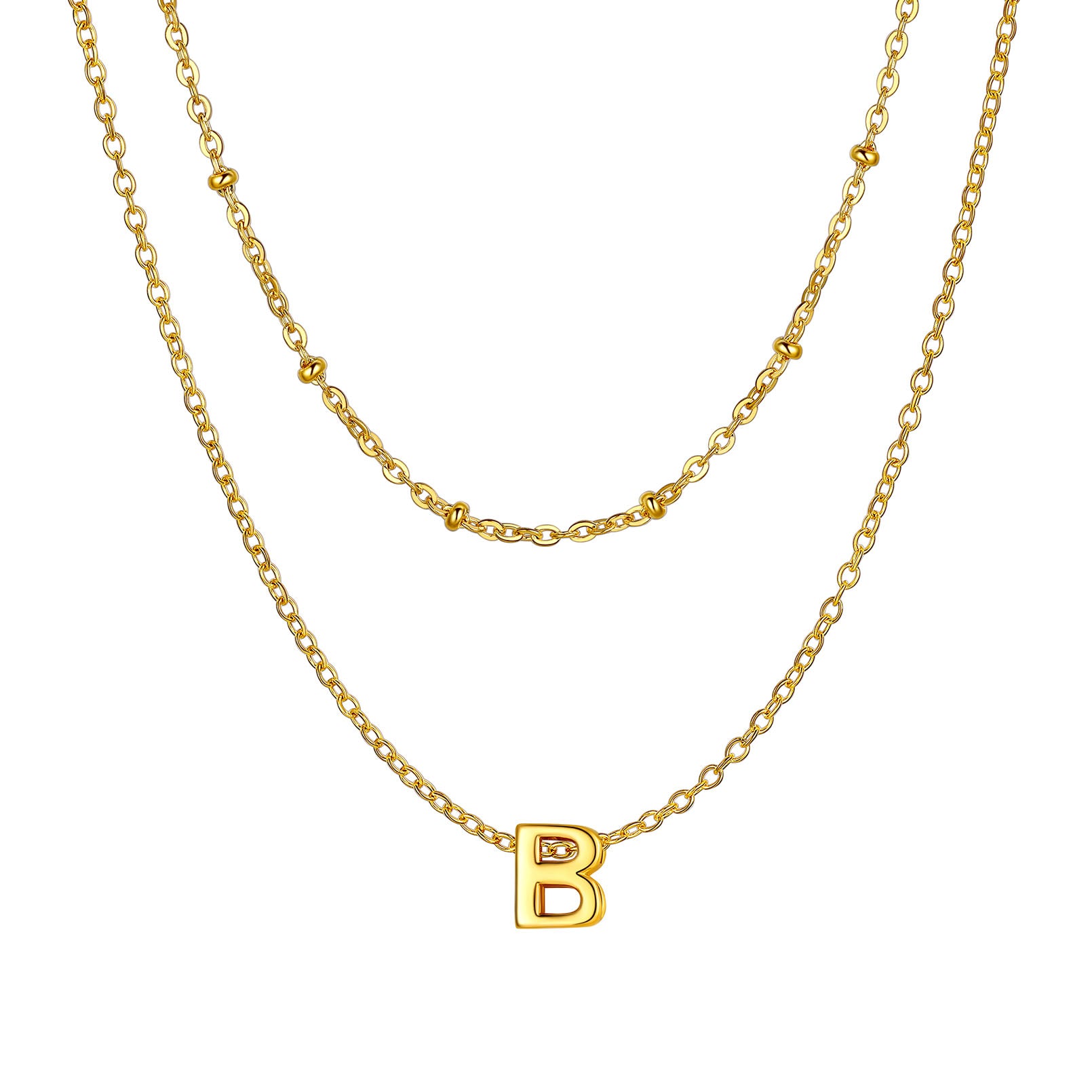 Gold initial necklace A ¨C layered A charm necklace for women