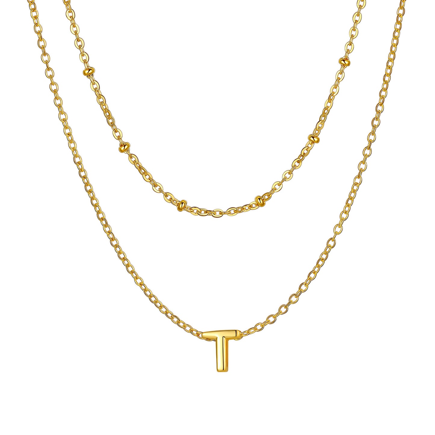 Gold initial necklace T ¨C gold T charm necklace with minimalist vibe