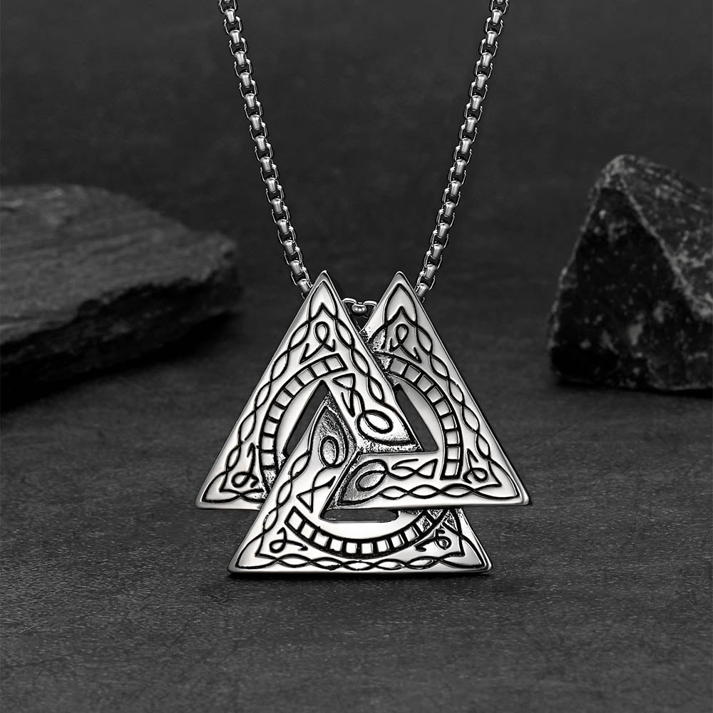 FaithHeart Viking Valknut necklace men’s Nordic jewelry display