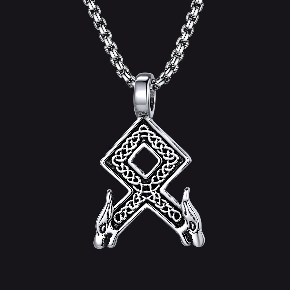 Norse wolf head rune pendant necklace symbol of loyalty