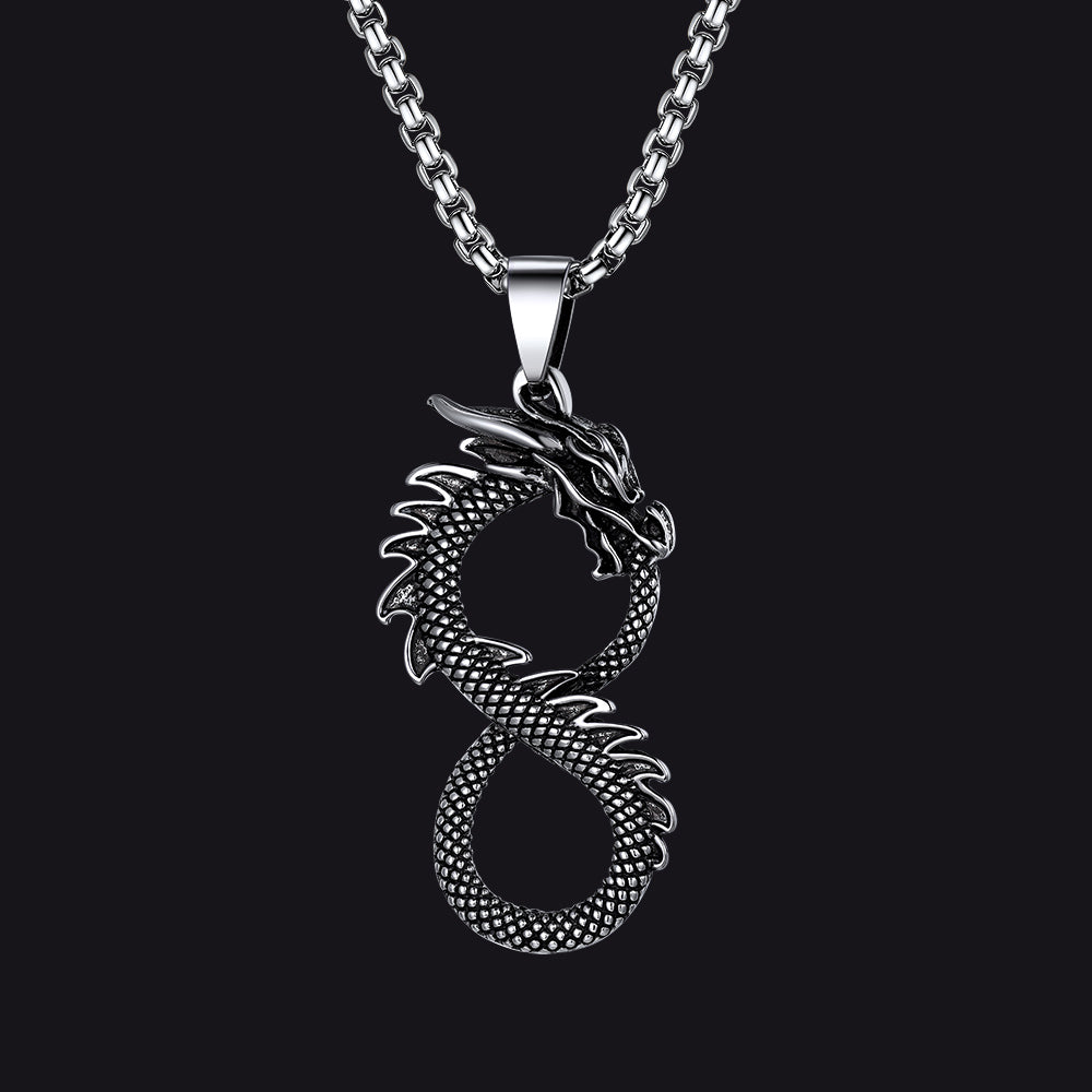 Punk infinity dragon pendant necklace for men main image