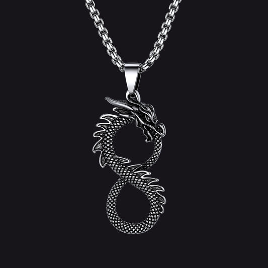 Punk infinity dragon pendant necklace for men main imageimg