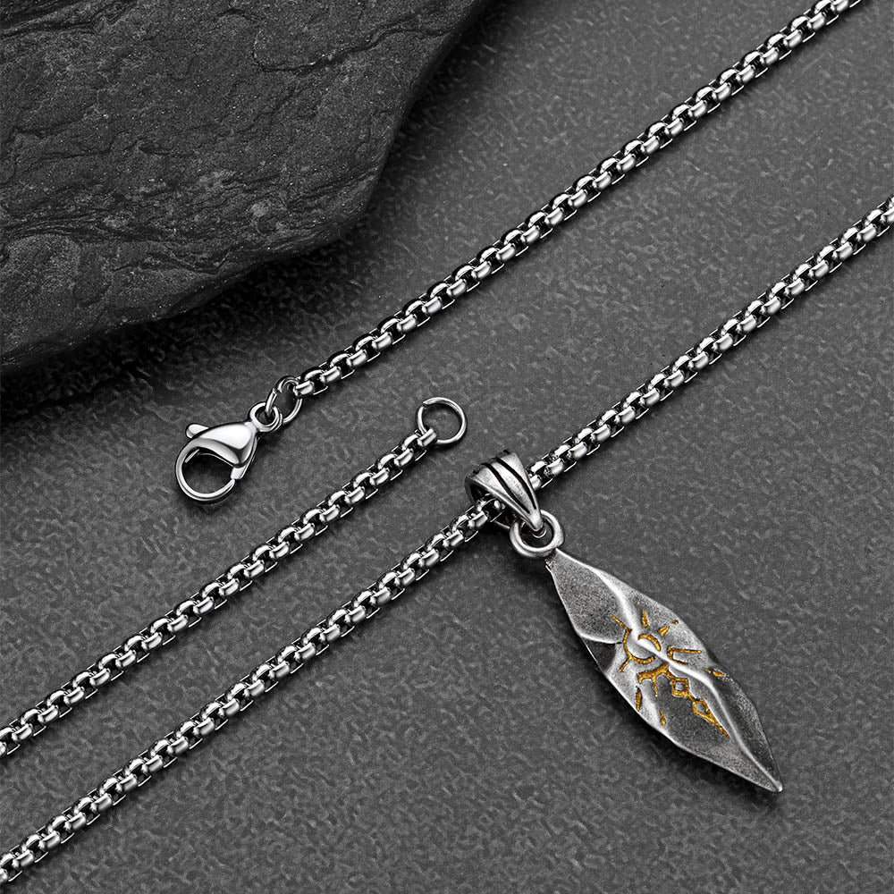 Tribal Rune Engraved Pendant Necklace for Men