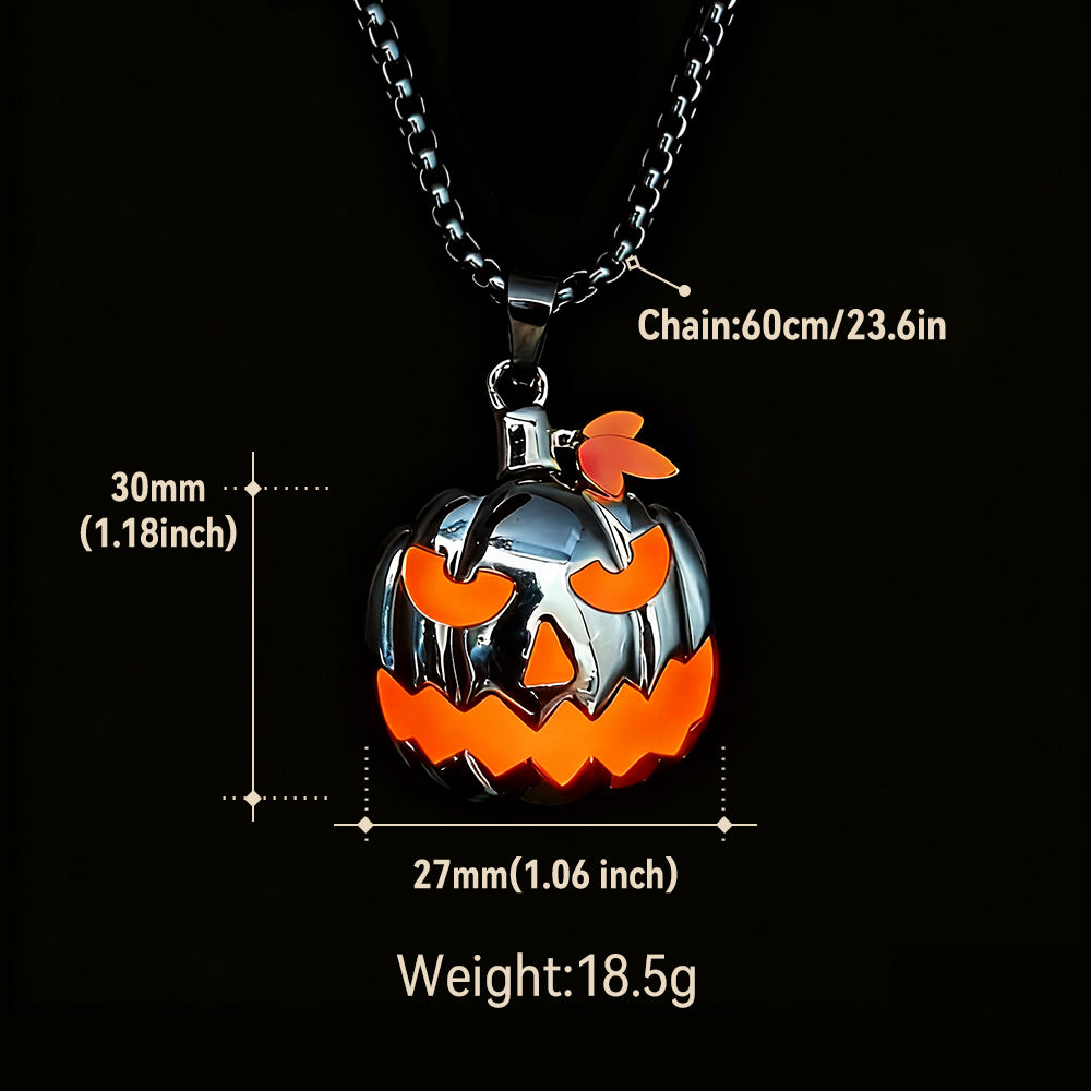 glowing skull pumpkin pendant necklace size