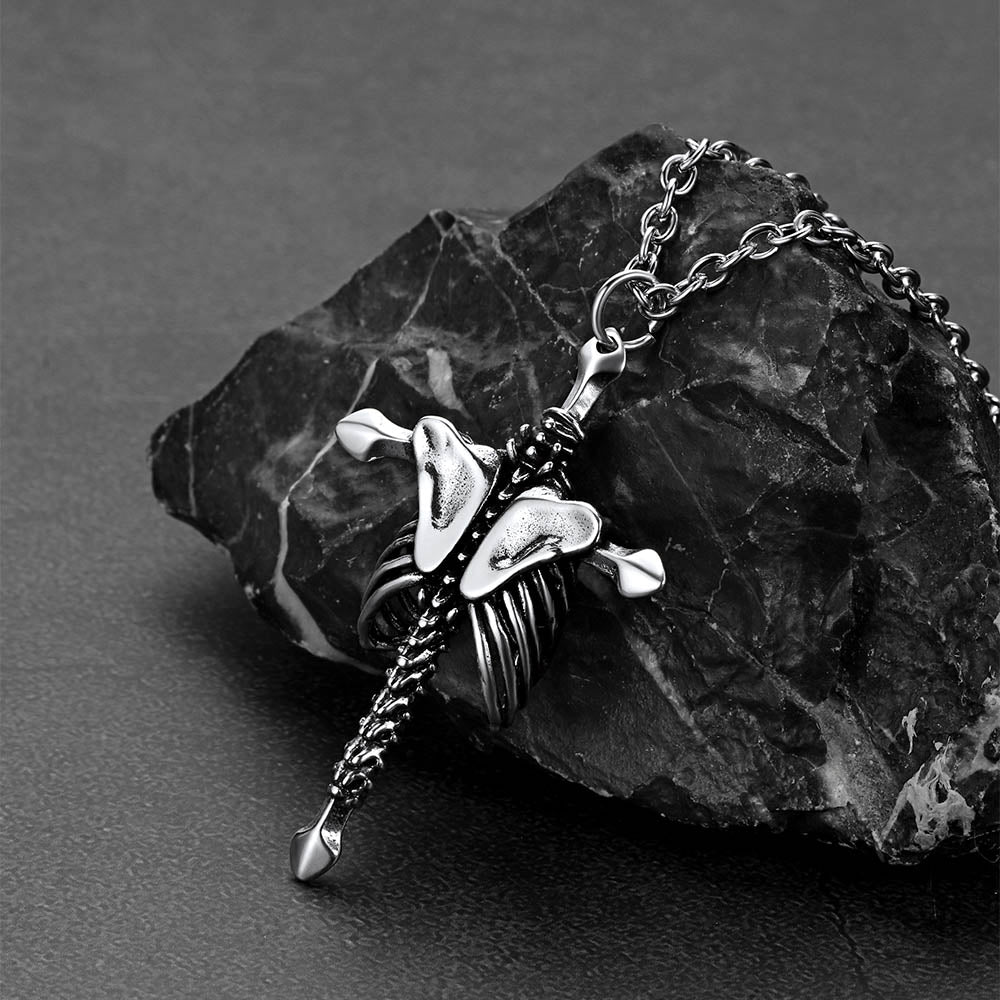 Silver Silver skeleton cross pendant necklace