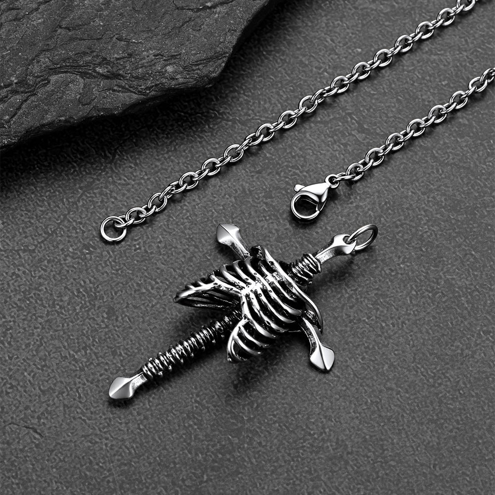 Silver Silver skeleton cross pendant necklace