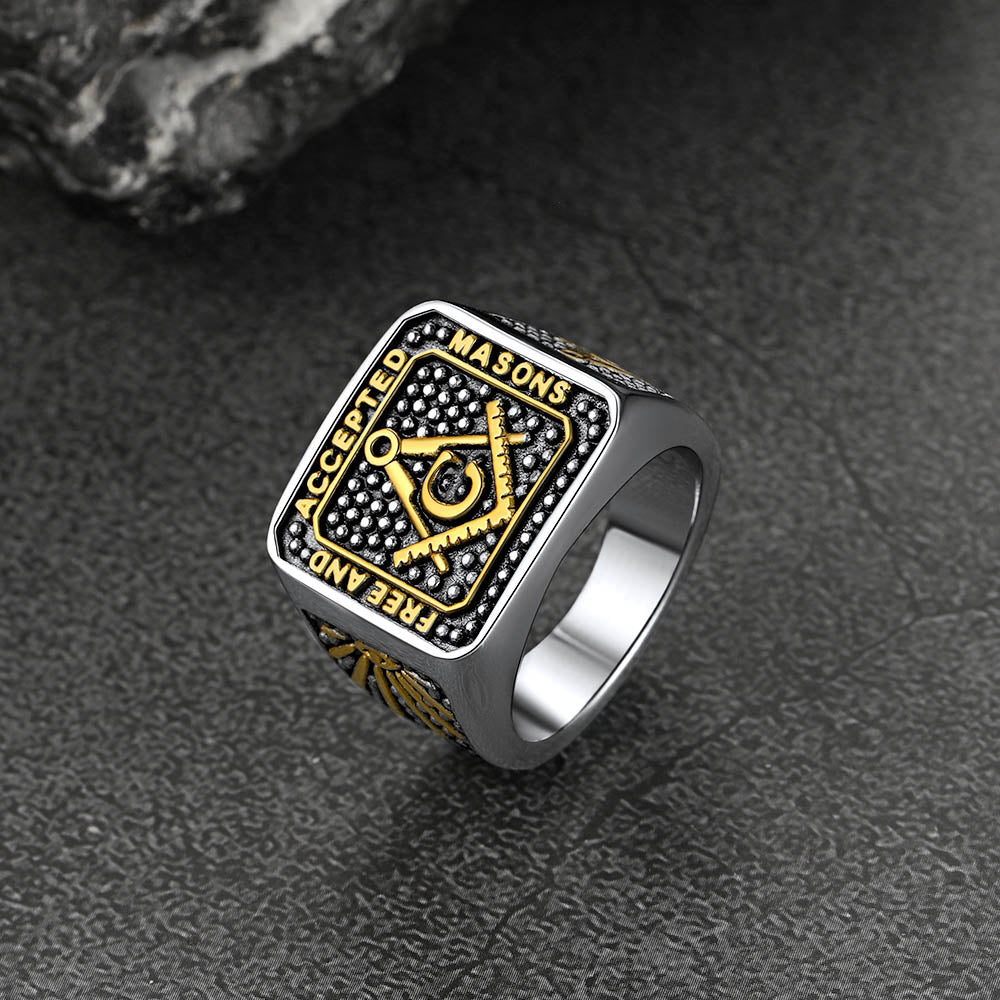 FaithHeart Masonic Freemason Signet Ring For Men FaithHeart