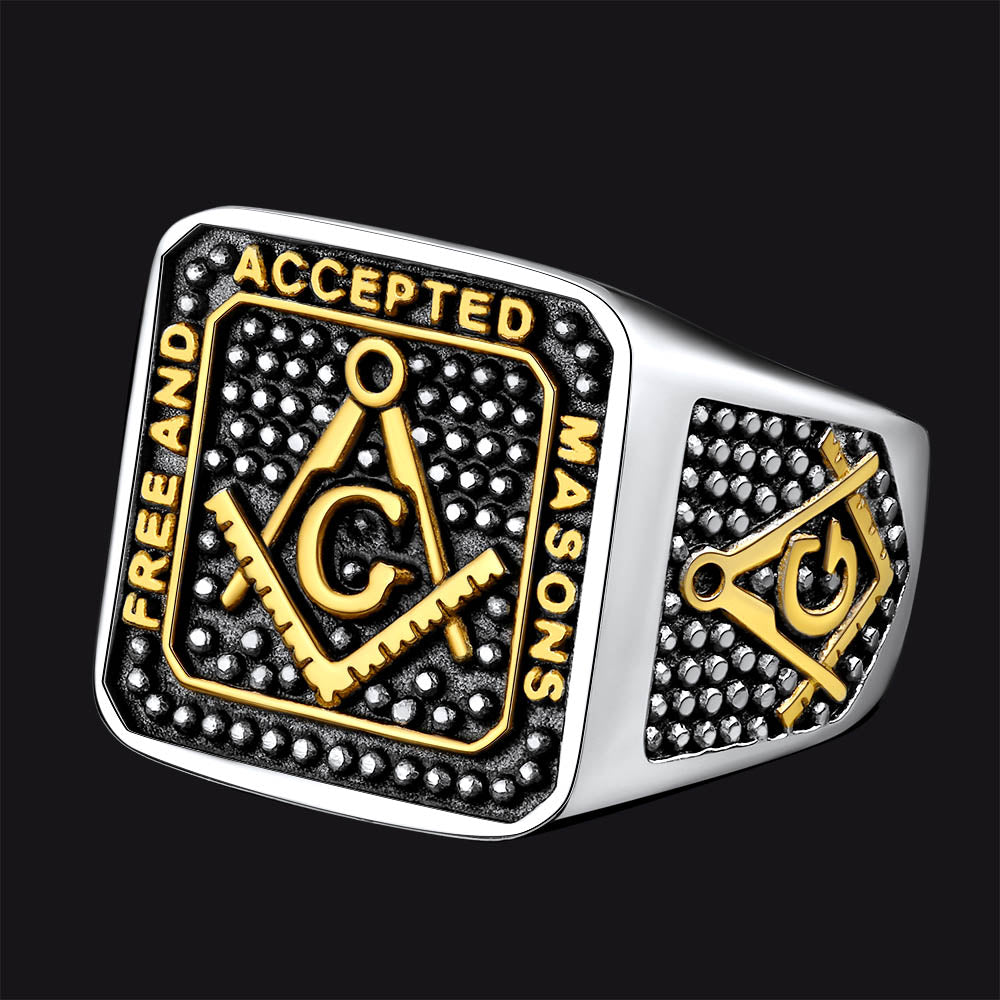 FaithHeart Masonic Freemason Signet Ring For Men FaithHeart