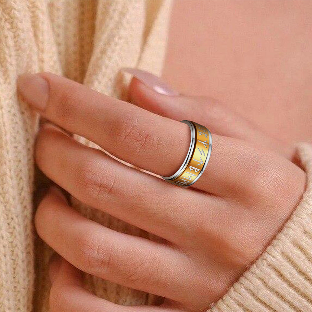 Viking Rune Anxiety Fidget Ring with runes
