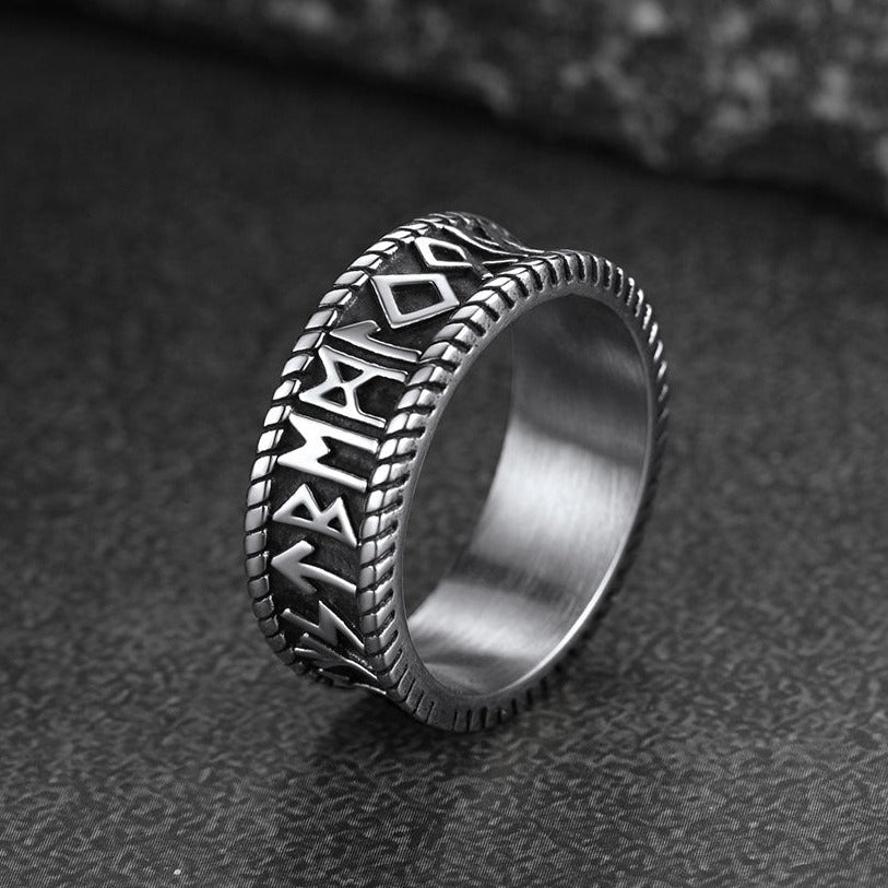 FaithHeart Stainless Steel Norse Viking Runes Ring for Men FaithHeart
