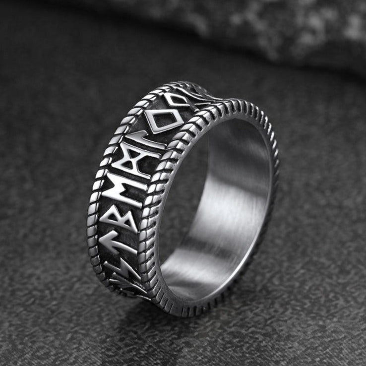 FaithHeart Stainless Steel Norse Viking Runes Ring for Men FaithHeart