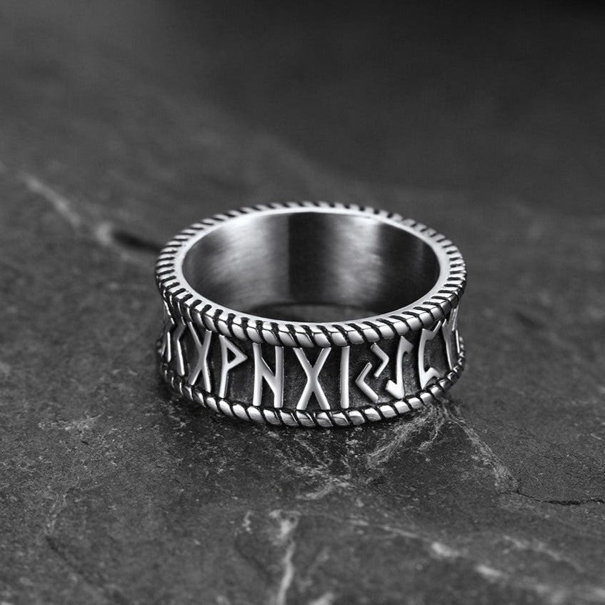 FaithHeart Norse Runes Stainless Steel Ring Viking Couple Ring FaithHeart