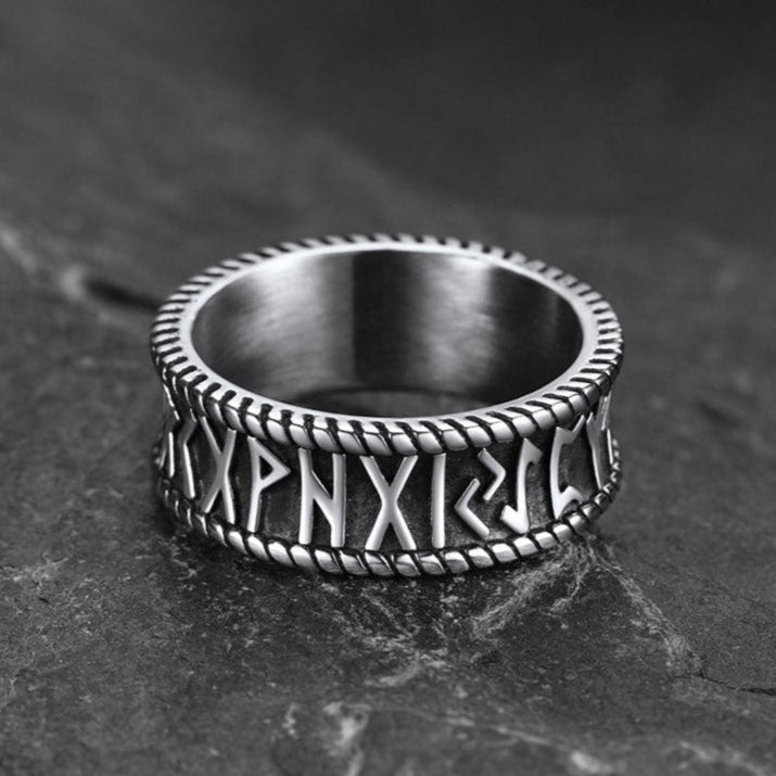 FaithHeart Norse Runes Stainless Steel Ring Viking Couple Ring FaithHeart