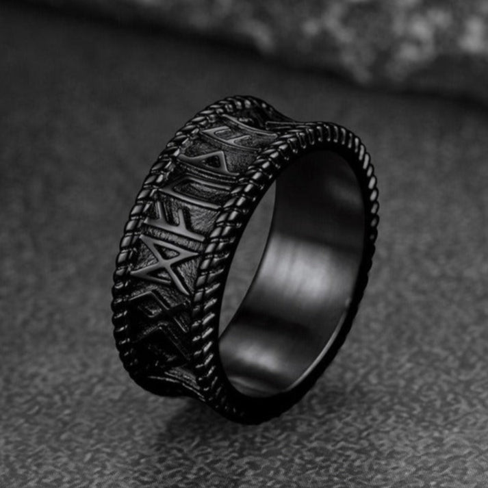 FaithHeart Norse Runes Stainless Steel Ring Viking Couple Ring FaithHeart