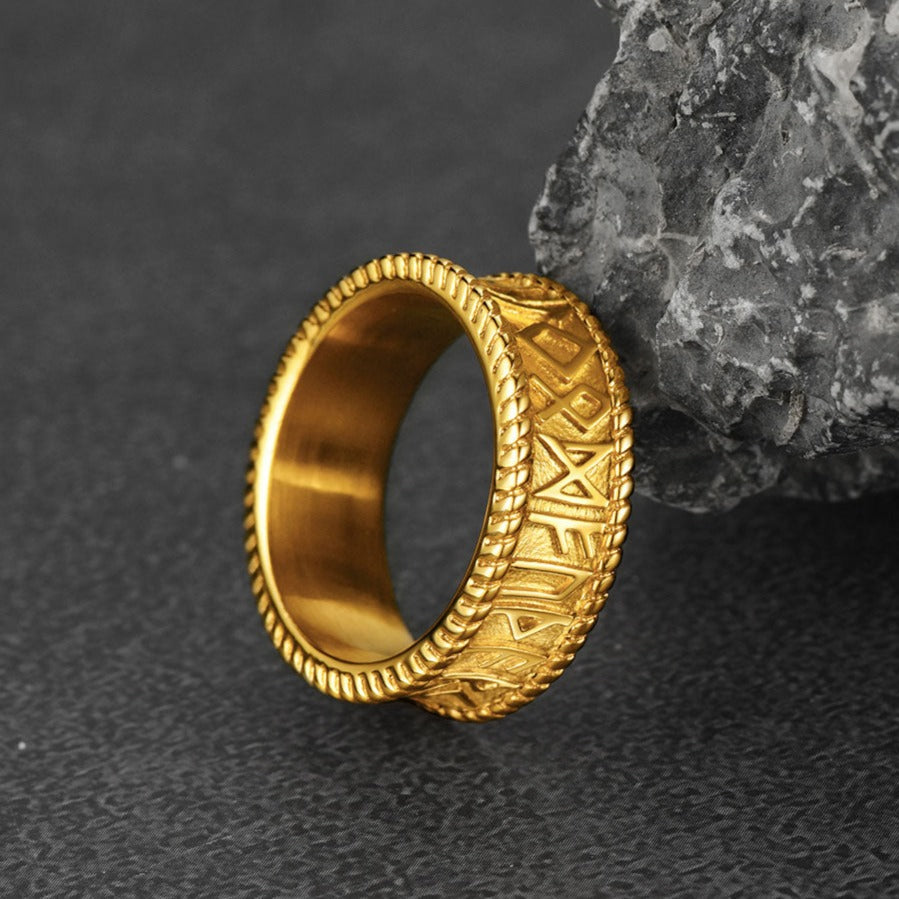 FaithHeart Norse Runes Stainless Steel Ring Viking Couple Ring FaithHeart