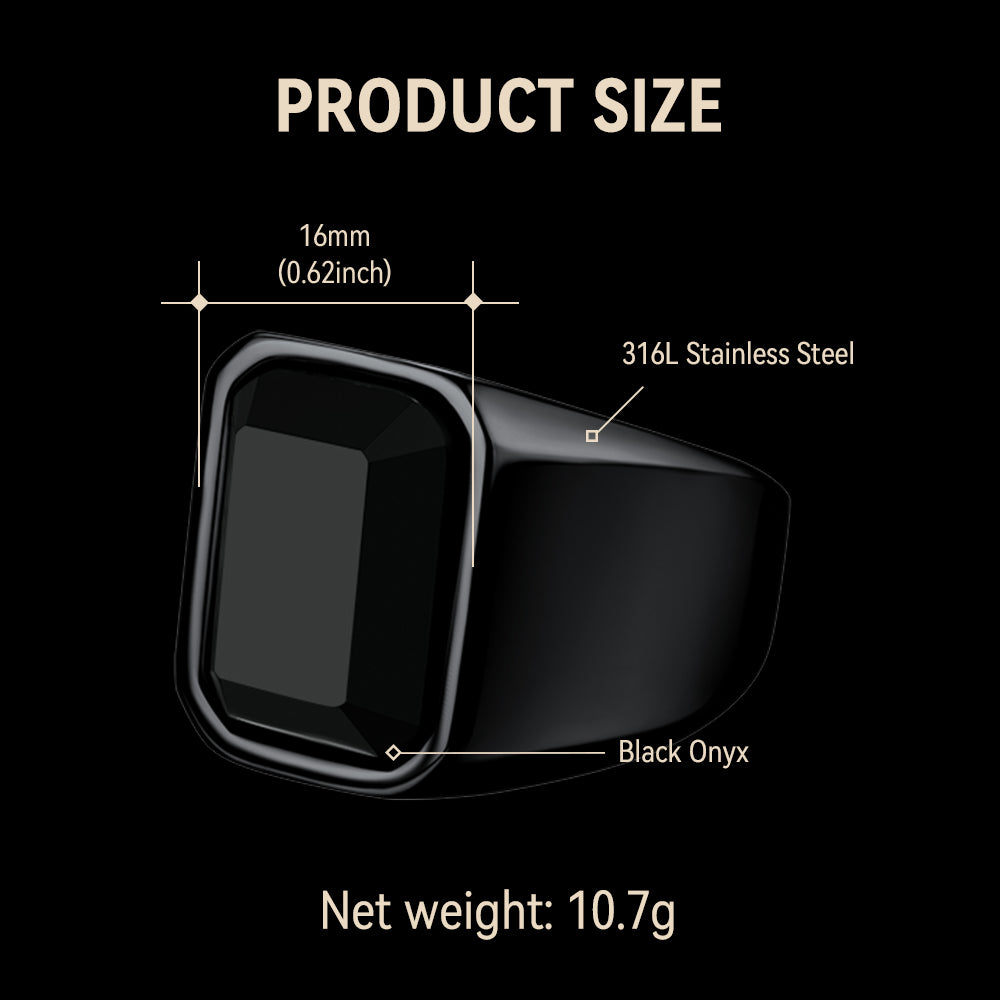 Black Onyx Stone Ring Signet Ring For Men Size 07-12
