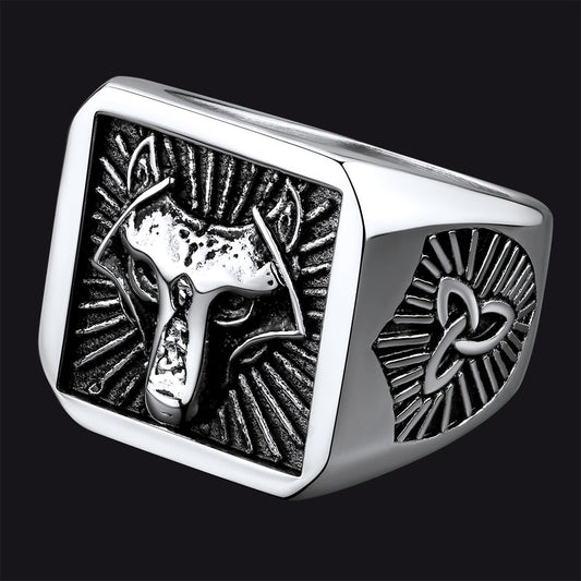 FaithHeart Norse Viking Wolf Signet Ring Stainless Steel FaithHeartimg