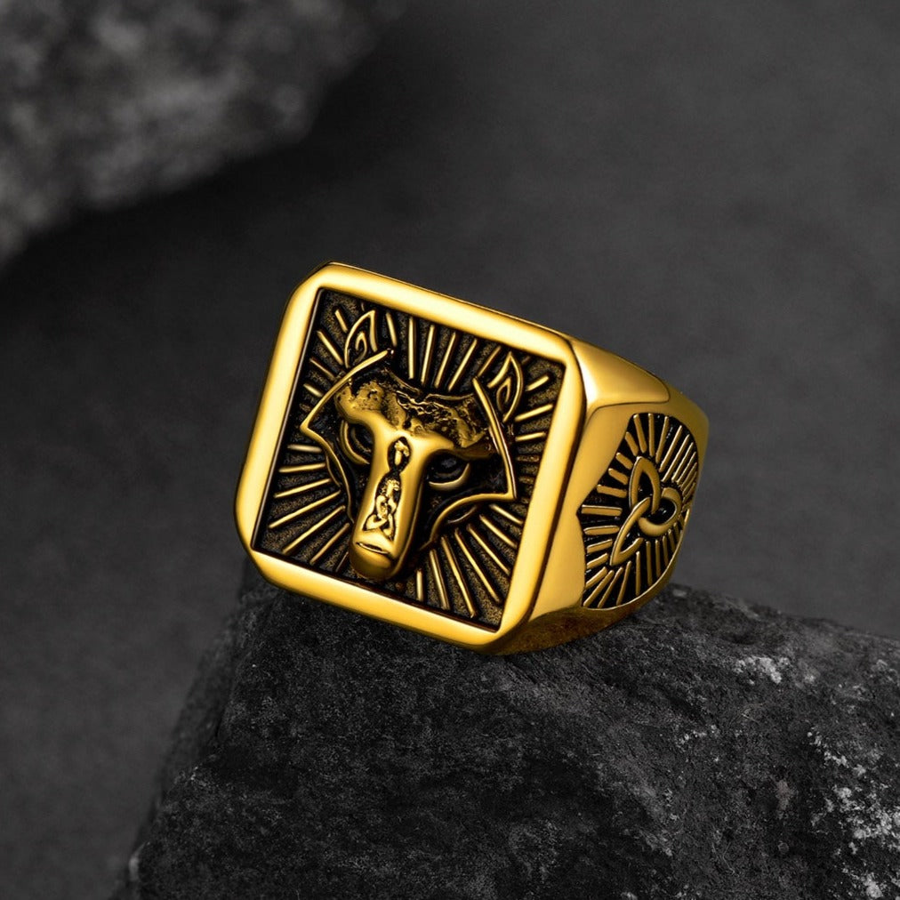 FaithHeart Norse Viking Wolf Signet Ring Stainless Steel FaithHeart