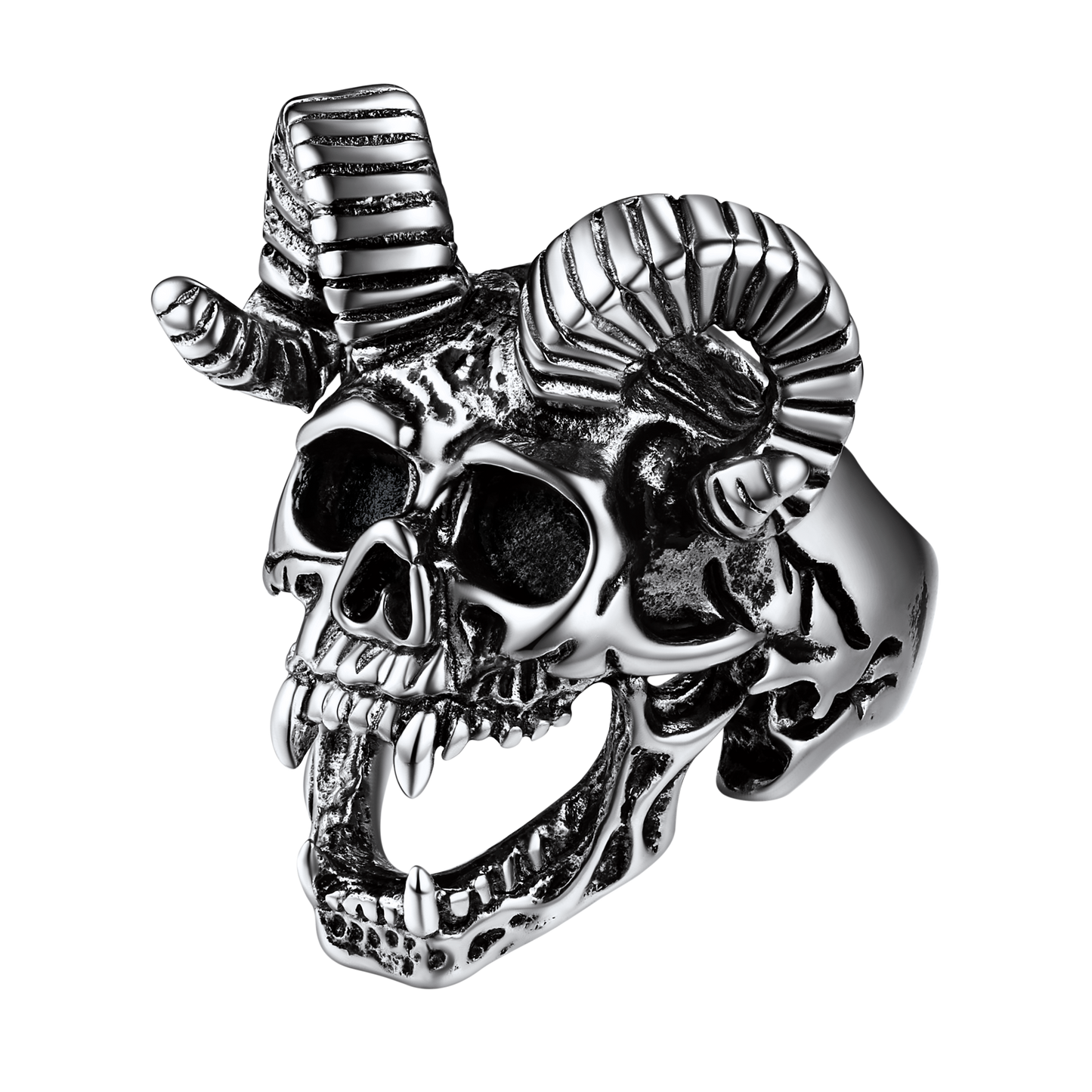 FaithHeart Satanic Baphomet Goat Skull Ring For Men FaithHeart