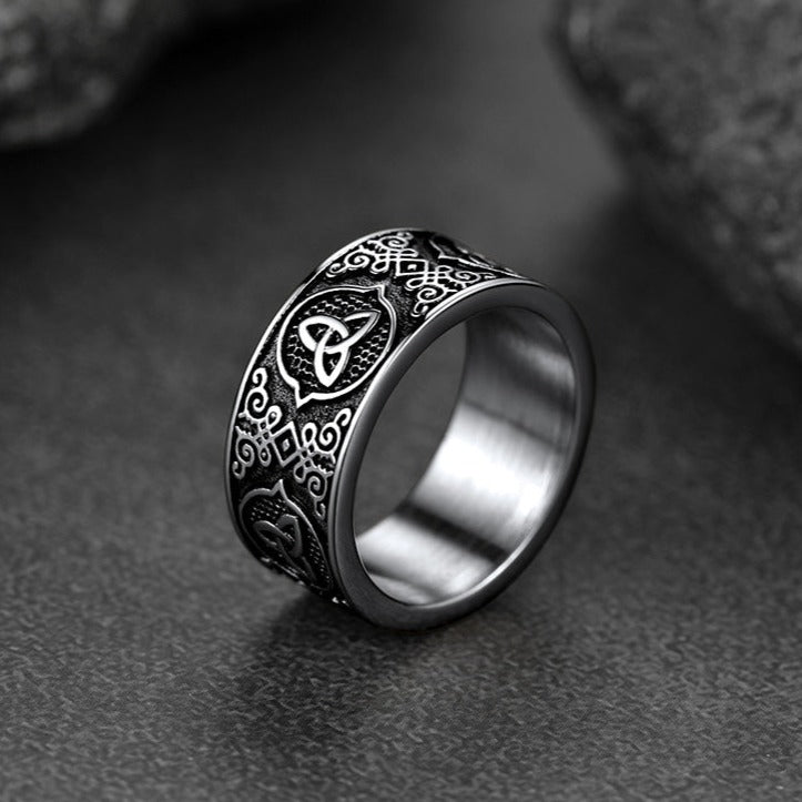 FaithHeart Vintage Celtic Knot Band Ring For Men FaithHeart