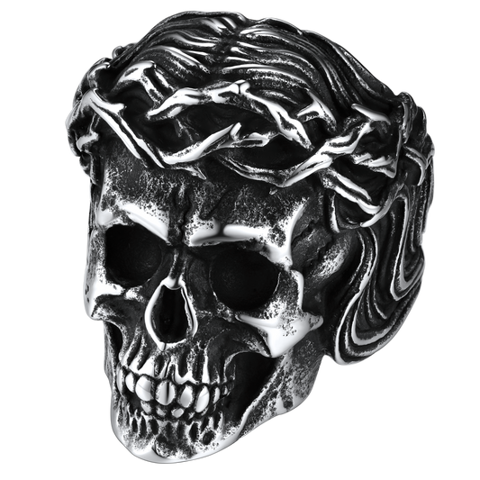FaithHeart Crown of Thorns Skull Ring For Men Stainless Steel FaithHeartimg