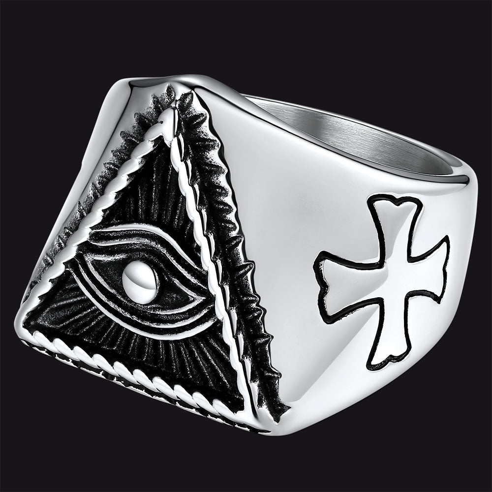 FaithHeart All Seeing Eye Ring Eye of Providence Ring for Men FaithHeart