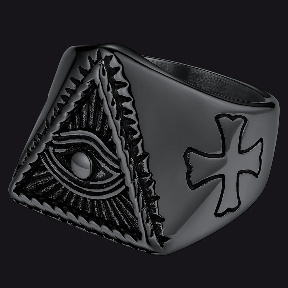 FaithHeart All Seeing Eye Ring Eye of Providence Ring for Men FaithHeart