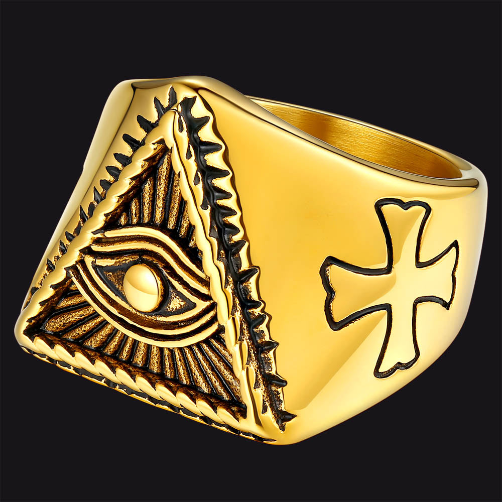 FaithHeart All Seeing Eye Ring Eye of Providence Ring for Men FaithHeart