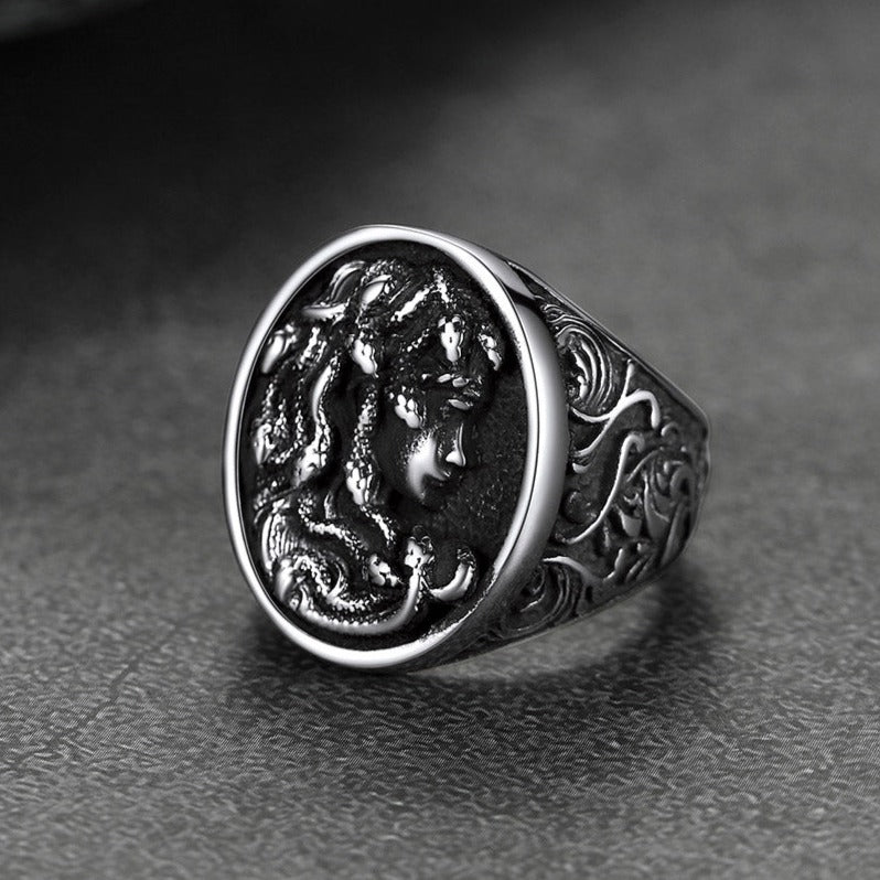 FaithHeart Medusa Snake Hair Ring Punk Gothic Ring Greek Mythology Signet Ring FaithHeart