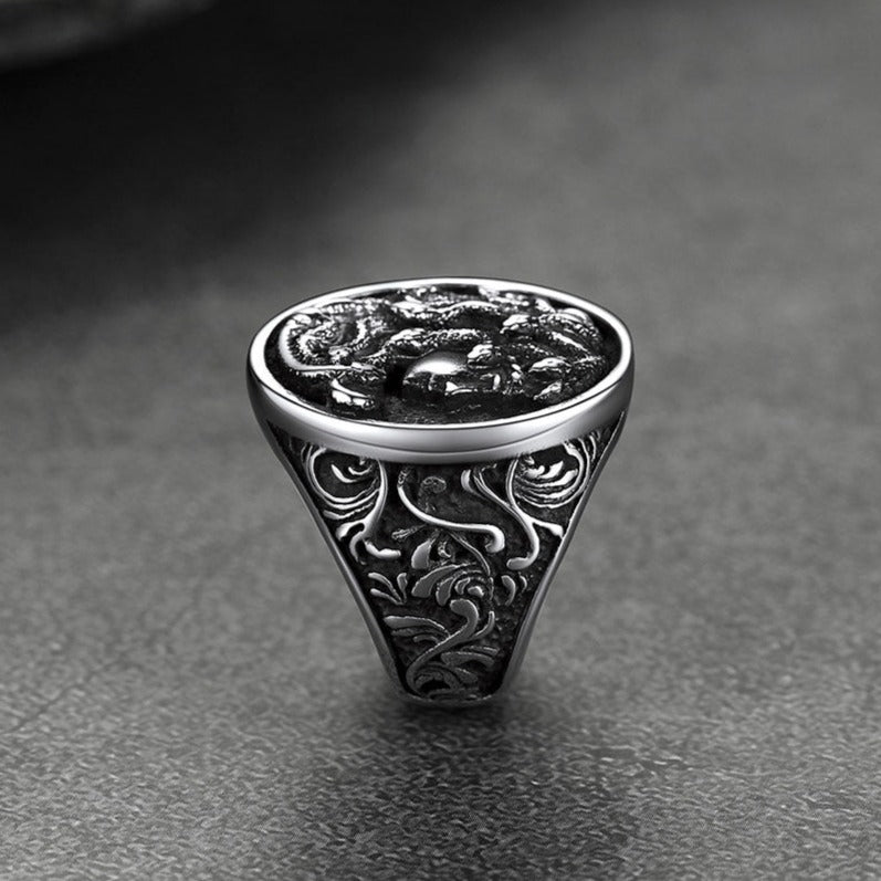 FaithHeart Medusa Snake Hair Ring Punk Gothic Ring Greek Mythology Signet Ring FaithHeart