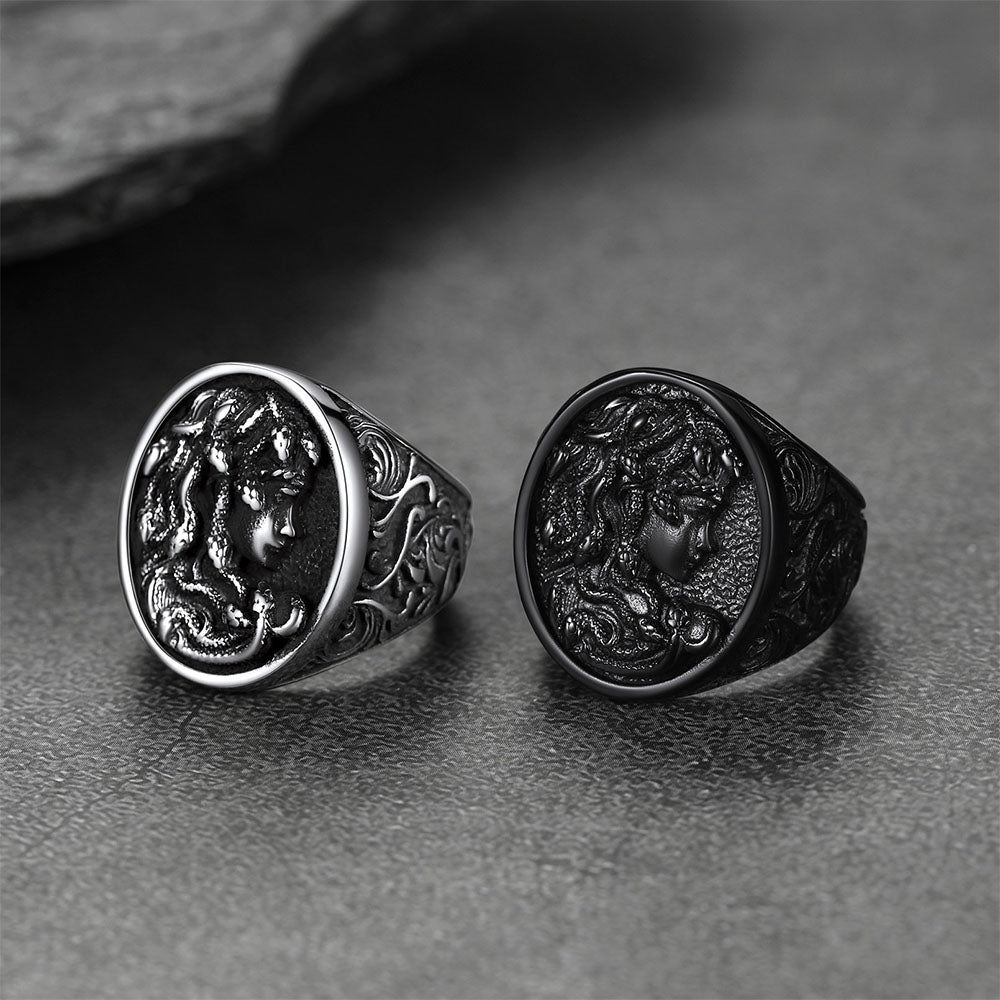 FaithHeart Medusa Snake Hair Ring Punk Gothic Ring Greek Mythology Signet Ring FaithHeart