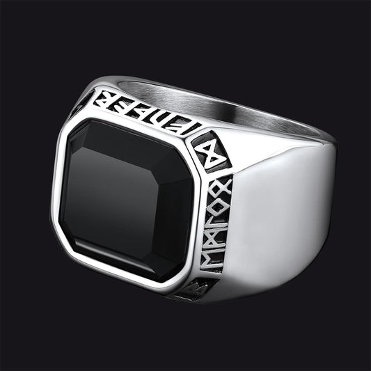 FaithHeart Customizable Elegant Statement Classic Flat Synthetic Onyx Rings FaithHeartimg