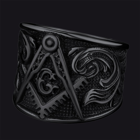 FaithHeart Masonic Signet Ring Stainless Steel Vintage Freemason Biker Ring FaithHeartimg