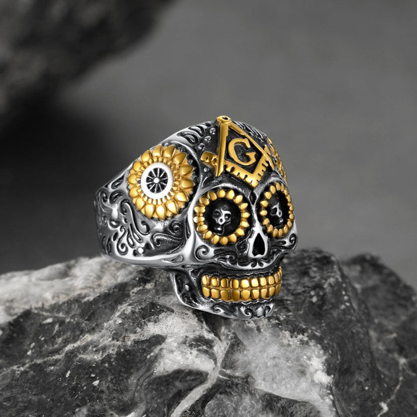 FaithHeart Vintage Skull Ring Stainless Steel Punk Biker Ring FaithHeart