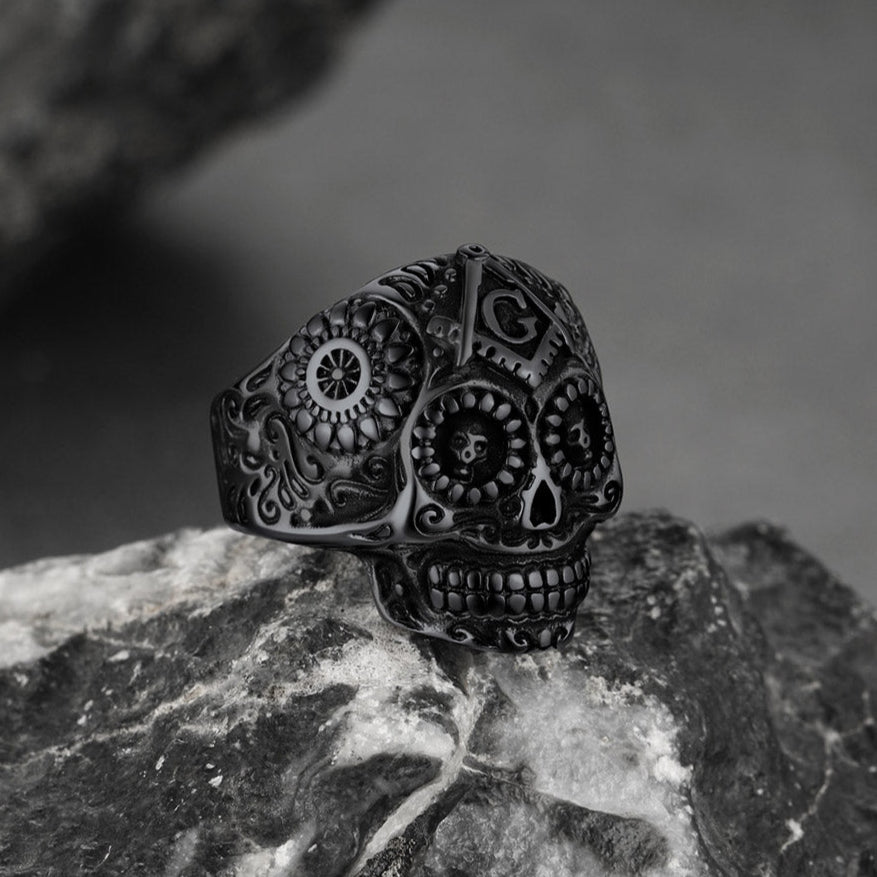 FaithHeart Vintage Skull Ring Stainless Steel Punk Biker Ring FaithHeart