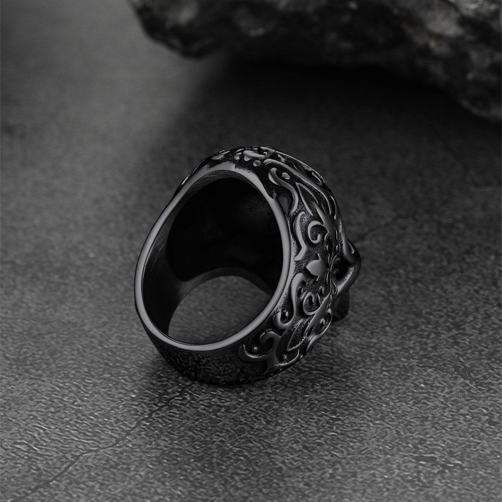 FaithHeart Masonic Skull Signet Ring Stainless Steel Biker Ring FaithHeart