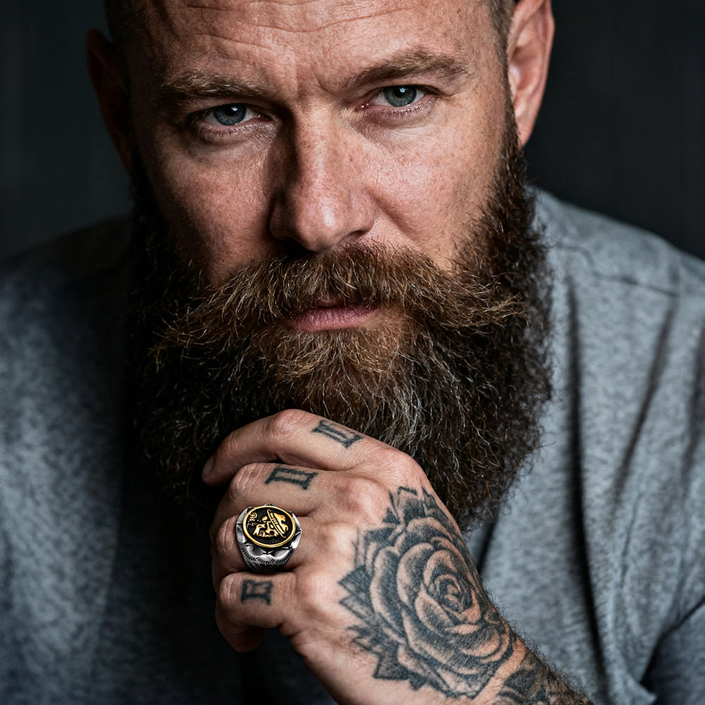 Men wearing Punk Cowboy Hat Skull Ring