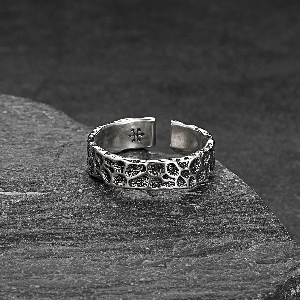 Vintage punk style cracked design ring stainless steel