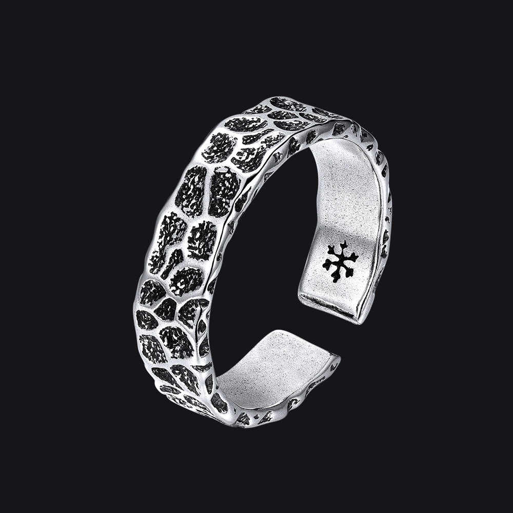 Retro irregular crack adjustable open ring for men
